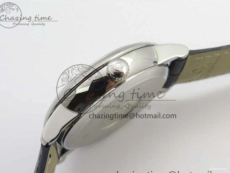 1218 Timeless De Ville Prestige Real PR SS ZF 1:1 Best Edition Gray Dial Blue Markers on Blue Leather Strap MIYOTA 7936